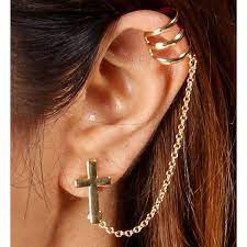 Gold Cross Ear Cuff Set 5 95 Liked On Polyvore Featuring Jewelry Earrings Accessories Piercings Brincos Cr Ear Cuff Earings Ear Cuff Ear Cuff Jewelry