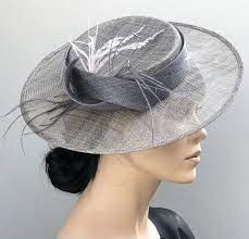 Kentucky Derby Hat Wedding Hat Gray Boater Hat Ladies Formal Hat Women S Boater Hat Dressy Hats Wedding Hats Ladies Formal Hats