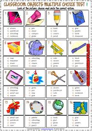 Classroom Objects Esl Printable Multiple Choice Tests In 2020 Learning English For Kids English Classroom Classroom Language