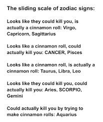 Steps to generate and use astrological & zodiac symbols. The Sliding Scale Of Killers Vs Cinnamon Rolls As Zodiac Signs Astrologymemes