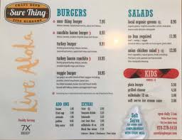 The film stars john cusack, daphne zuniga, viveca lindfors, and nicollette sheridan. Sure Thing Burger Menu In Basalt Colorado Usa