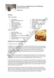Gordon Ramsey Recipe Esl Worksheet By Ryanski