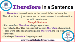 Https Englishstudyhere Com Conjunctions Therefore In A Sentence English Study Learn English Words Transition Words