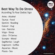 Best Way To De Stress According To Your Zodiac Sign Zodiac Signs Zodiac Signs Pisces Zodiac Star Signs