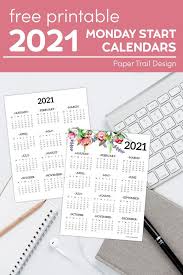 2021 One Page Calendar Monday Start Paper Trail Design In 2020 Free Planner Pages Planner Printables Free Paper Trail