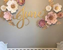 Calligraphy Wooden Name Sign Nursery Wall Hanging Bedroom Etsy In 2021 Paper Flower Wall Decor Personalized Wood Signs Wooden Name Signs Nursery