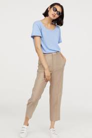Slub Jersey T Shirt Model Blue Shirt Outfits Blue Shirt Women Shirt Outfit Women