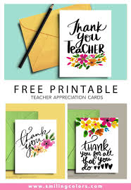 Gift cards are a perfect gift and these teacher appreciation printables make it easy! Thank You Teacher A Set Of 3 Free Printable Note Cards Smitha Katti
