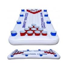 Party Barge Inflatable Beer Pong Table Pool Lounger Floating Water Game Gopong Pool Lounge Floating Beer Pong Table Pool Lounger