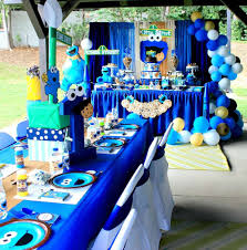 Cookie Monster Sesame Street Birthday Party Ideas Photo 1 Of 28 Cookie Monster Birthday Party Cookie Monster Party Decorations Sesame Street Birthday Party