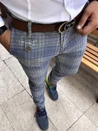 Italyan Stil Slim Fit Likrali Kareli Erkek Pantolon T1723 Erkek Moda Tarzlari Erkek Gunluk Giyim Erkek Giyim
