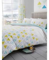 4.6 out of 5 stars. Geo Triangle Double Duvet Cover And Pillowcase Set Teal Bedding