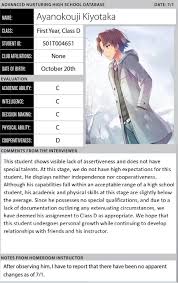 Raised By The Past Classroom Of The Elite X Male Reader Anime Classroom Anime Funny Vampire Knight Funny