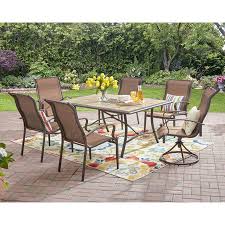 Details about mainstays albany lane outdoor patio 5 piece dining set black two day deliver usa see original listing. Mainstays Wesley Creek 7 Piece Dining Set Brown On Walmart Accuweather Shop