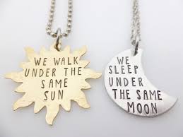 Long Distance Set Of 2 Necklaces Celestial Sun And Moon Themed Etsy Long Distance Jewelry Long Distance Necklace Distance Relationship Gifts