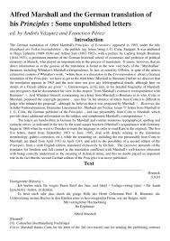 Alfred Marshall And The German Translation Of His Principles Some