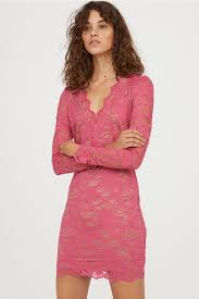 Fitted Lace Dress Pink Ladies H M Gb 1 Fitted Lace Dress Dresses Lace Pink Dress