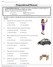 Prepositional phrases are word chunks that begin with a preposition. Prepositional Phrases Worksheets