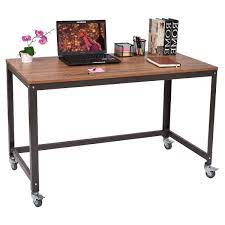 A computer desk on wheels also ensures your room is sparkling clean. Industrial Modern Steel Frame Wood Top Computer Desk With Locking Wheels On Sale Overstock 29083909