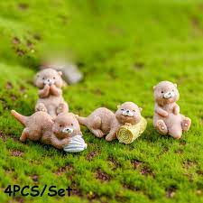 Lawn ornaments can be both decorative and functional. Ornament Micro Landscape Animal Model Miniature Water Dog Otters Figurine Statues Lawn Ornaments Home Garden Worldenergy Ae