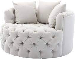 Puffy pillows can be rearranged for personal comfort. Amazon Com Adsro Fabric Recliner Chair Modern 360 Swivel Accent Chair Barrel Chair Lounge Round Chair Single Sofa Seat For Living Room Tufted Recliner Chair Bedroom With 3 Pillow Kitchen Dining