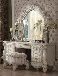 Acme 21137 38 34 3 Pc Astoria Grand Welton Versailles Bone White Finish Wood Bedroom Make Up Vanity White Vanity Table Shabby Chic Decor Vanity Table Set