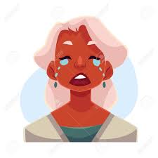 Gris Haired Vieille Dame Africaine Pleurer Expression Du Visage Vecteur De Dessin Anime Illustrations Isole Sur Fond Bleu Vieille Femme Noire Pleurer Verser Des Larmes Triste Coeur Brise Dans La Douleur Clip