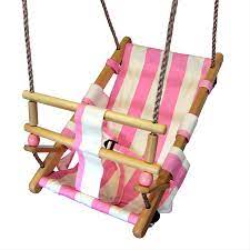 Einen schaukelsitz aus kunststoff gibt es in vielen. Babyschaukelsitz Schaukelsitz Fur Baby Aus Holz Und Stoff Rosa Weiss Spielturm Aus Holz Fur Den Garten Kaufen