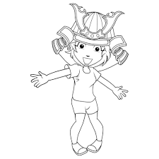Personnage de dessin animé de jolie fille avec un casque de samouraï à  colorier 4373812 Art vectoriel chez Vecteezy