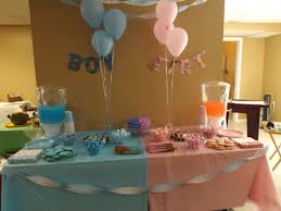 Gender Reveal Party Table Set Up Baby Reveal Party Baby Shower Gender Reveal Gender Reveal Party
