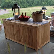 essential 255 gallon teak deck box deck box patio storage outdoor deck storage box