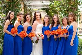 Elegant Orange Blue Wedding Every Last Detail Royal Blue Wedding Blue Bridesmaids Orange Wedding Themes