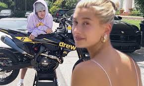 Justin Bieber gets new Drew House customized motorcycle delivered as Hailey  Baldwin snaps pictures