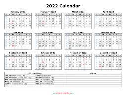 Each week of the year on a separate page with a room for daily notes. Free Download Printable Calendar 2022 With Us Federal Holidays One Page Horizontal