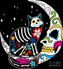 See more ideas about day of the dead, cats, skull art. Sugar Skull Cat And Moon Day Of The Dead Cat Mom Gift Digital Art By Haselshirt
