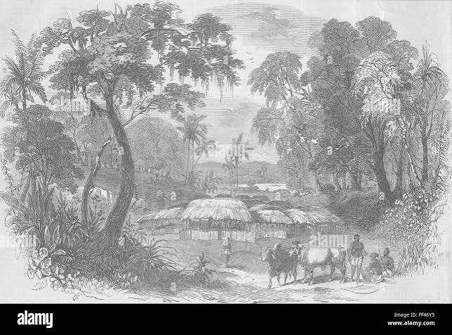 INDIA Santal Rebellion Beerbhoom, HQ of Santals 1855. Illustrated Times Stock Photo - Alamy