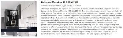 Espresso machine delonghi magnifica reviewsnap comcast email. Delonghi Magnifica Xs Ecam22110b Cappuccino Machine Review