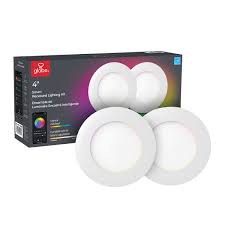 4 x recessed gimbals with integrated junction box and dimmable driver Globe Electric Smart 4 In Slim Led Recessed Lighting Kit 2 Pack Costco
