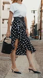 Black And White Polka Dot Midi Skirt Pin On My Style Chic And Sophisticated Street Style