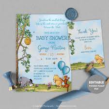 Winnie The Pooh Baby Shower Invitation Boy Baby Shower Invitation Te Baby Shower Invitations For Boys Baby Shower Invitations Baby Shower Invitation Templates