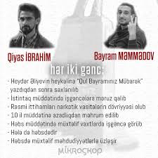 Qiyas i̇brahimov və atasının məhkəməsi başladı. Azeriwatchdog ×'×˜×•×•×™×˜×¨ N Da VÉ™tÉ™ndas HÉ™rÉ™katinin Nidavh 2 Uzvu Qiyas Ibrahimov VÉ™ Bayram MÉ™mmÉ™dov Eks Prezident HeydÉ™r É™liyevin HeykÉ™linÉ™ Qul Bayraminiz MubarÉ™k Yazdiqdan Sonra Saxlanib VÉ™ MÉ™hkÉ™mÉ™nin QÉ™rari IlÉ™ HÉ™r Biri
