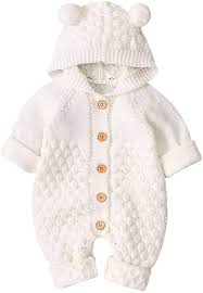 Buy Puseky Newborn Baby Boy Girl Hooded Knit Romper Jumpsuit Overalls One Piece Bodysuit Outerwear Online In Indonesia B07w7cq6n8