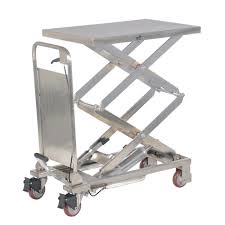 220 Lbs 17 5 In X 27 In Partial Stainless Steel Elevating Cart Vestil Scissor Lift Lift Table