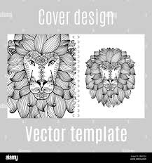 Diseno De Portada En Blanco Y Negro Para Imprimir Con Leon Animal Ilustracion Vectorial Imagen Vector De Stock Alamy