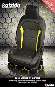 Black And Yellow Car Seats Katzkin Custom Leather Auto Interiors Leather Seat Covers Leather Car Seat Covers Custom Camaro Yellow Camaro