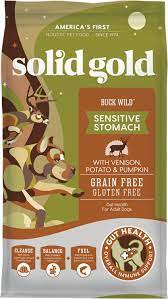Solid gold dry recipes contain 4.45% less protein than wellness dry recipes. Solid Gold Buck Sensitive Stomach Grain Free Wild Venison Potato Pumpkin Dry Dog Food 4 Lb Bag Chewy Com