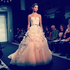 Kleinfield Pink Wedding Dress Pink Wedding Dress On The Mark Zunino Runway At Yes To T Pink Wedding Dresses Wedding Dresses Mark Zunino Wedding Dresses