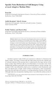 PDF) Speckle Noise Reduction in SAR Imagery Using a Local Adaptive Median  Filter