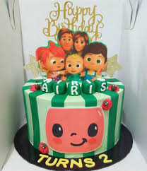Cake Ideas Cartoon Birthday Cake For Baby Boy 1 Year Cocomelon Theme Cake Vanilla Choc Chips Cake Inside Sayajual Sayajualmur Kids Themed Birthday Parties Baby Boy 1st Birthday Party 2nd Birthday Party For Girl
