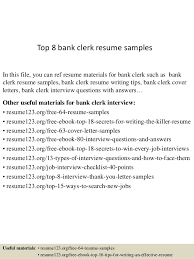 top 8 bank clerk resume samples